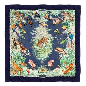 Hermes 100% silk wash scarf in Robert Dallet’s Iconic “Equateur” print